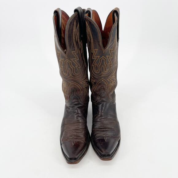 Lucchese N4554 Women’s 6.5 Brown Savannah Stitch Snip Toe Western Cowgirl Boots - Picture 5 of 11